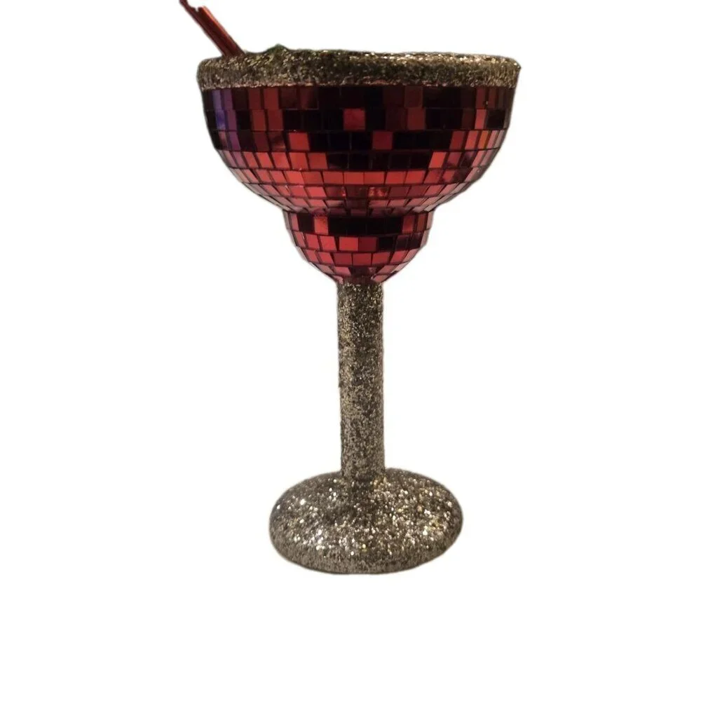 New Large Disco Glitter Dirty Martini Cocktail Hoilday Christmas Tree Ornament